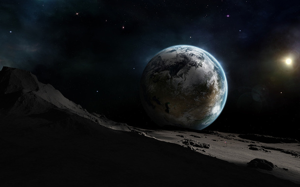 星际月球宽屏背景，抽象梦幻PNG透明图片，高清设计素材下载