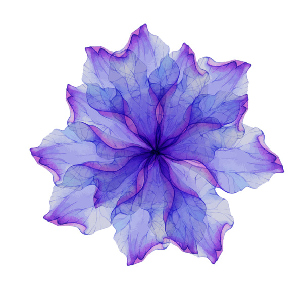 水彩蓝紫透明花PNG素材，高清特效装饰元素，免费下载