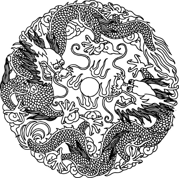 中国风装饰元素，龙飞凤舞矢量图PNG高清透明素材，免费下载