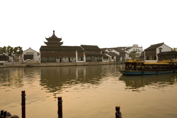 复古苏州运河风光PNG素材，高清透明背景，摄影美景设计元素下载