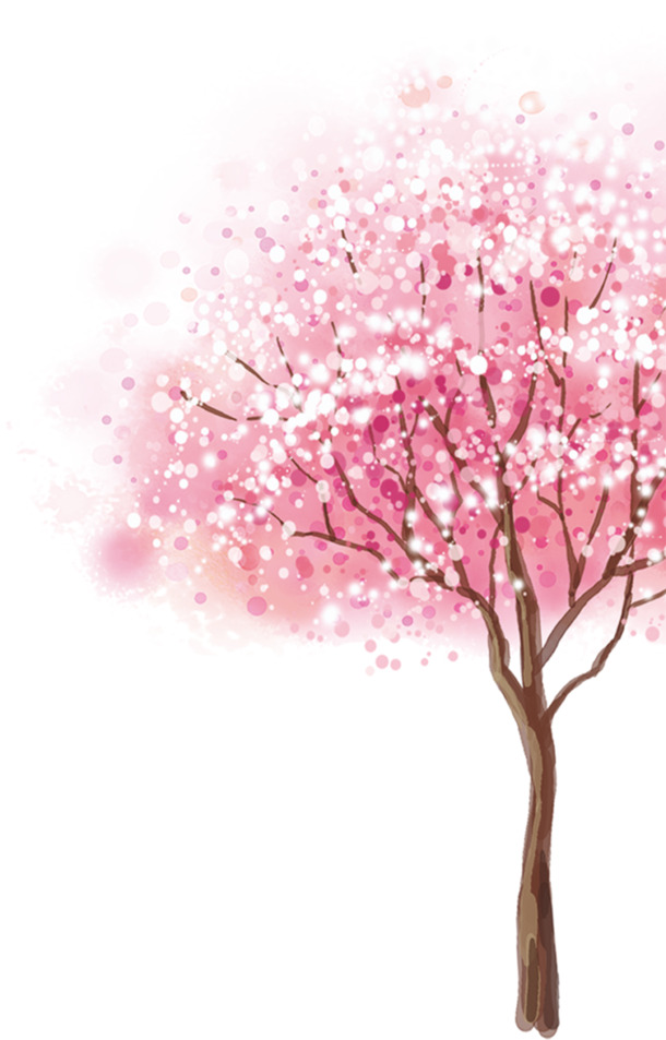 樱花树PNG透明图，高清装饰元素，植物设计素材下载