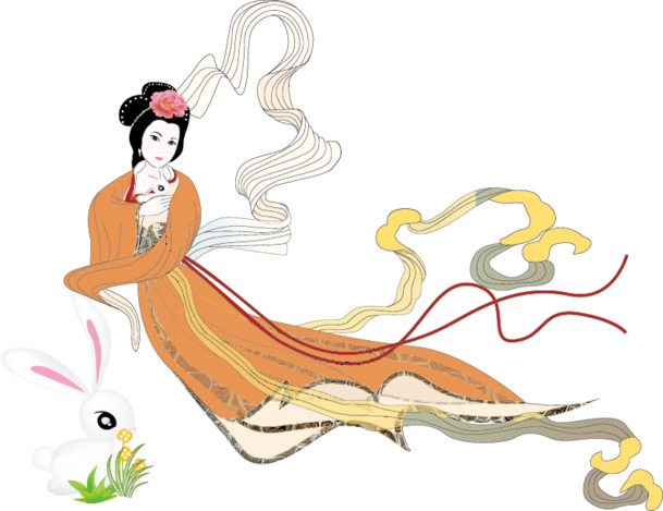中秋节仙女透明PNG图片，AI格式设计素材，高清下载