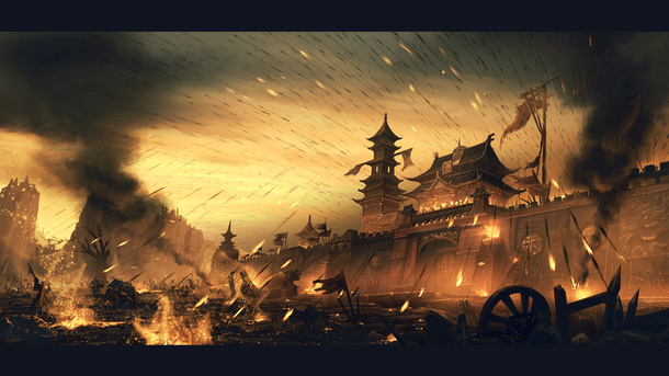 万箭齐发攻城瞬间，火光熠熠城堡图，高清PNG透明背景，创意海报设计素材下载