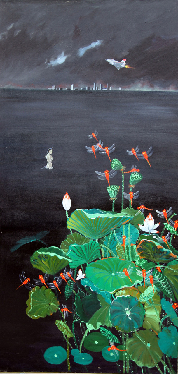蜻蜓飞舞，繁华映衬大海之美，高清PNG透明背景H5图片设计素材免费下载