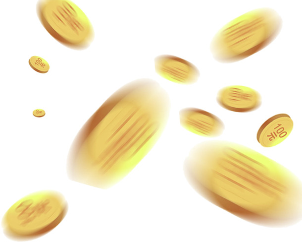 漂浮金币矢量PNG，高清透明素材，创意图片设计下载