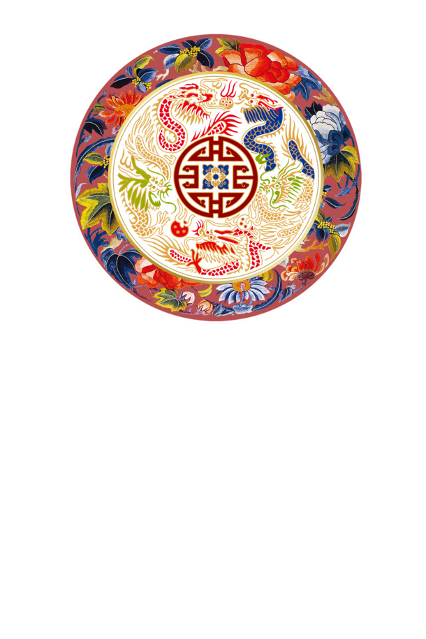 中国风盘子PNG透明高清图，装饰花纹素材，免费下载