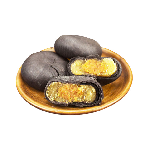 黑金酥咸蛋黄酥，美味早餐面包糕点，高清PNG透明图片素材下载