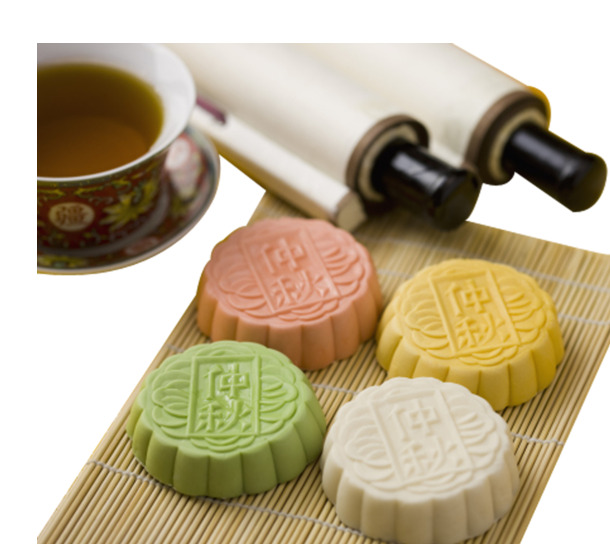 中秋节多彩月饼PNG素材，高清白底透明图片，节日元素设计下载