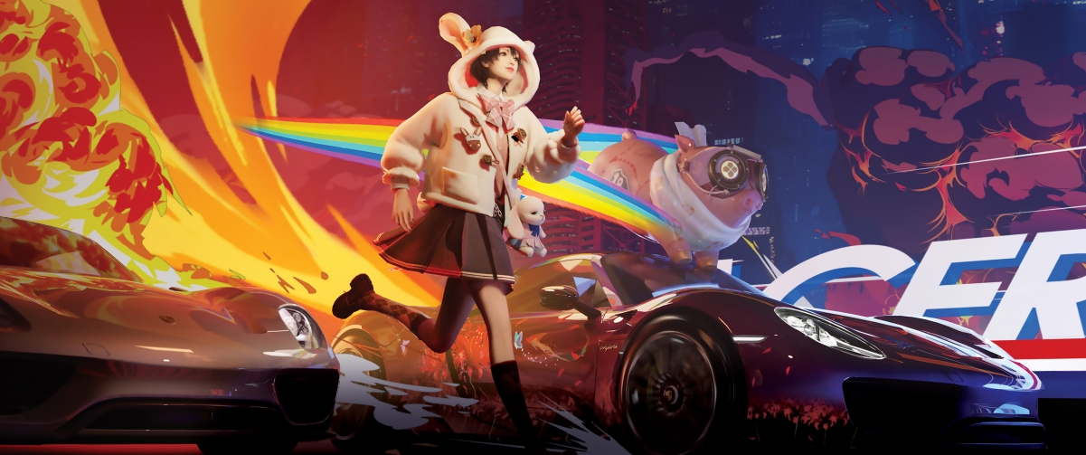 王牌竞速，百褶裙女孩疾驰，超清4K游戏壁纸，3440x1440分辨率，免费下载