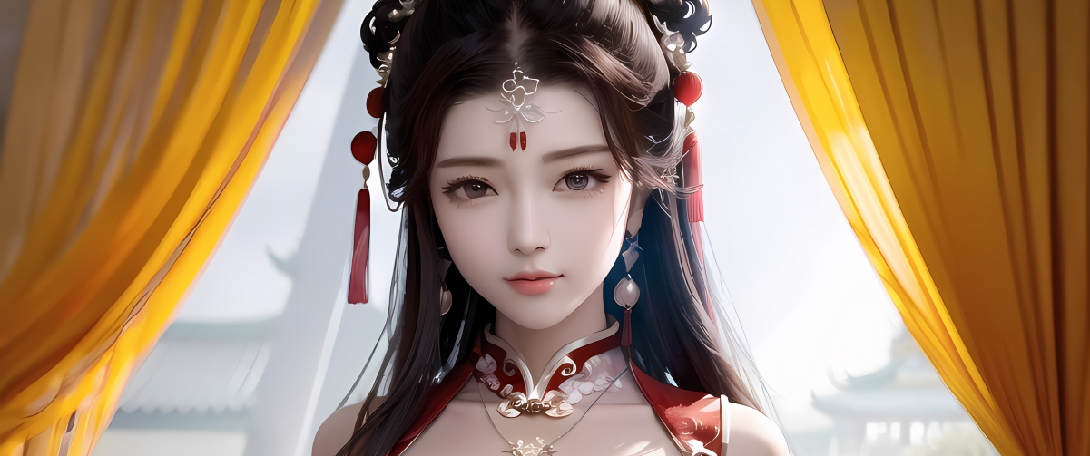 新娘古风韵味，唯美AI动漫壁纸，4K高清带鱼屏专属，3440x1440下载
