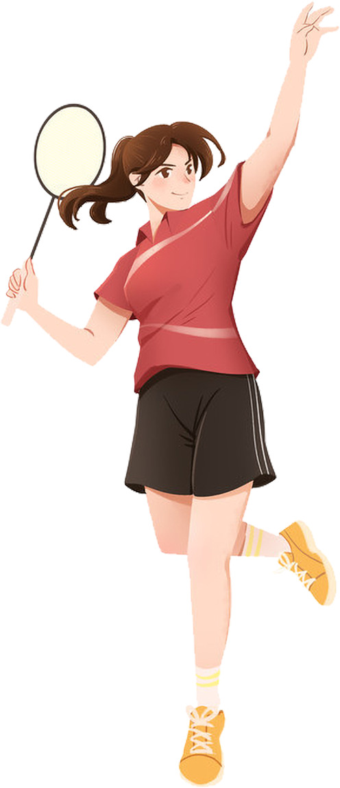 奥运会运动风采，写实女子羽毛球手绘PNG，高清透明素材下载