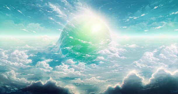 梦幻抽象蓝色星球PNG背景，高清透明白云设计素材下载