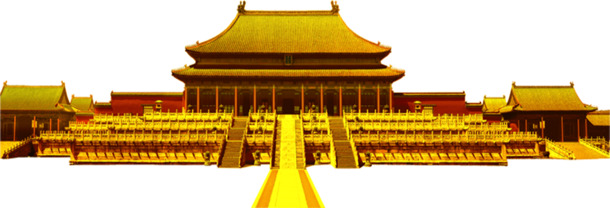 中国风建筑PNG透明图，金色简约，节日氛围浓，国庆设计素材下载