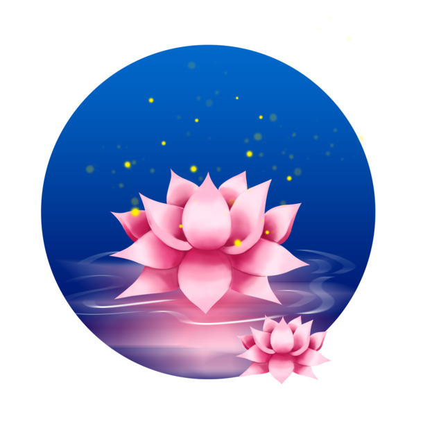 节日粉色荷花灯PNG透明图，元旦春节元宵PSD设计素材下载