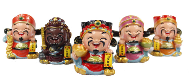 五路财神泥人PNG透明图，高清节日元素，元旦春节元宵素材下载