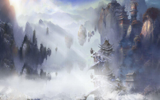 古风仙侠原画背景，高清PNG透明元素，创意Banner海报设计素材下载