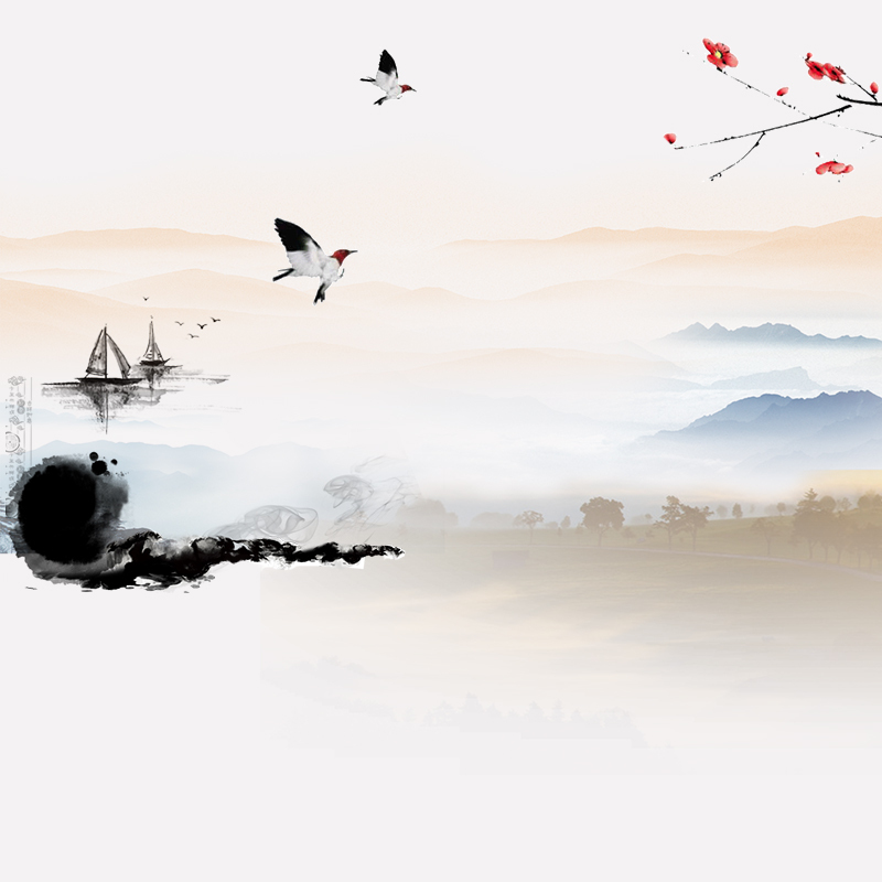古风水墨电商淘宝主图背景，高清JPG/PSD设计素材，复古中国风下载