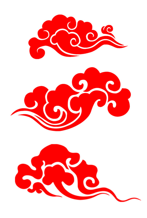 中式祥云复古元素PNG透明图，中国风装饰素材高清下载