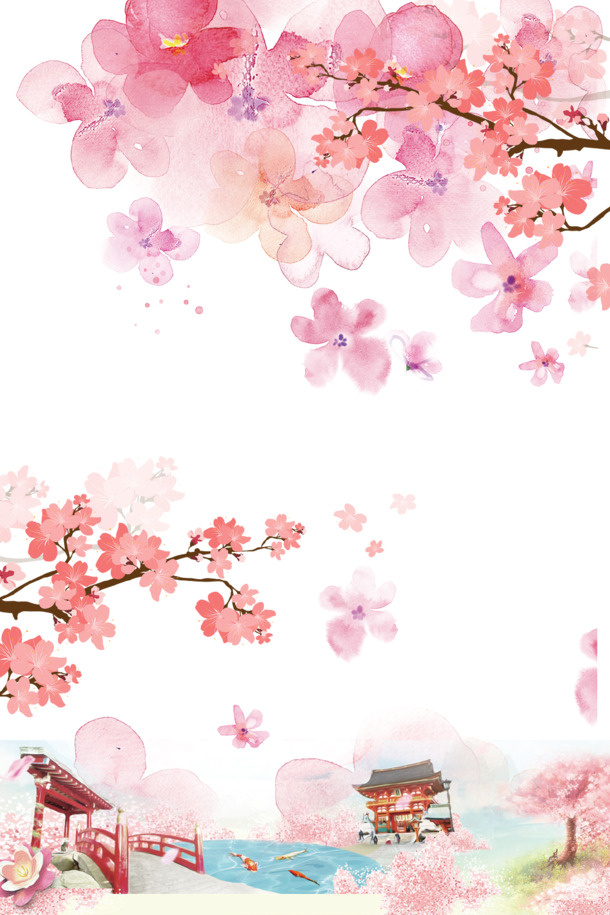 唯美春日樱花盛宴，醉人PNG透明手绘卡通图，PSD设计素材下载