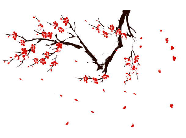 梅花元素PNG透明图，高清动植物素材，设计必备，免费下载