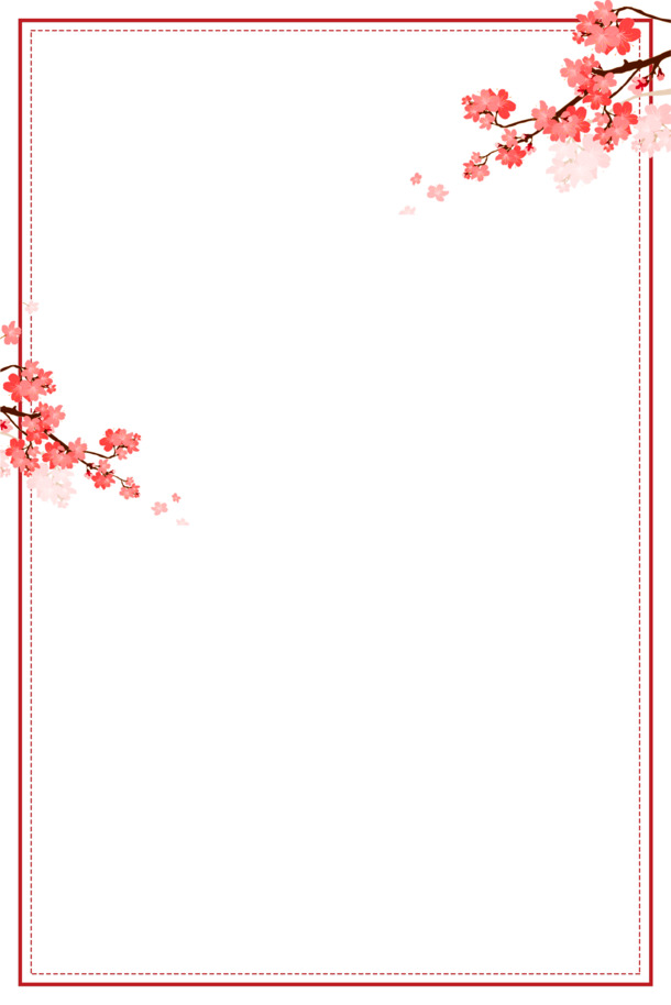 红色梅花创意边框PNG，高清透明图片装饰元素，设计素材下载