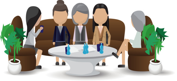 女性公司茶话会，精美PNG透明图片素材，打造个性化PPT装饰