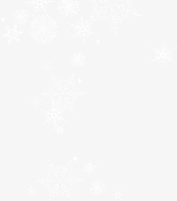 高清白色漂浮雪花PNG透明图，精美装饰花纹，设计素材下载