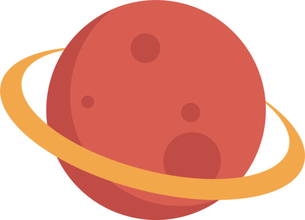 红色扁平星环星球PNG透明图片，手绘卡通元素，高清设计素材下载