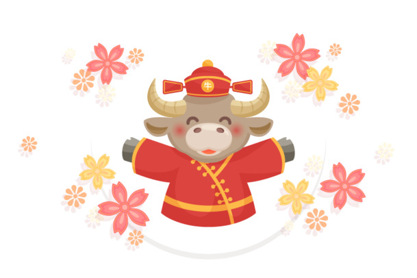 牛年大吉高清PNG透明图片，元旦春节元宵节日元素设计素材下载