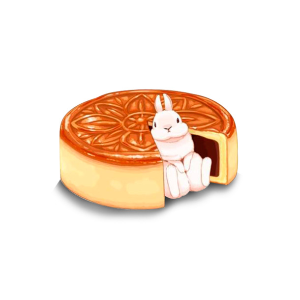 中秋月饼月兔创意PNG素材，高清透明免抠图标，设计必备！