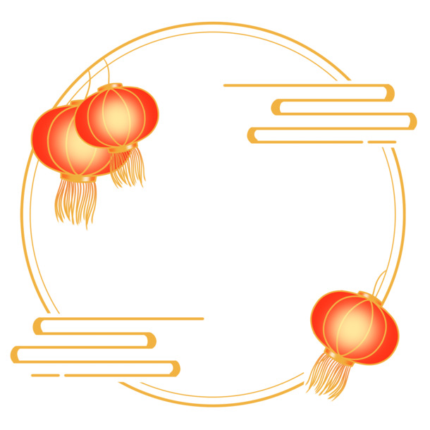灯笼边框PNG透明图，圆形装饰元素，高清设计素材免费下载