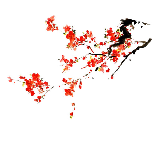 手绘梅花PNG透明图片，高清漂浮花瓣设计素材，免费下载