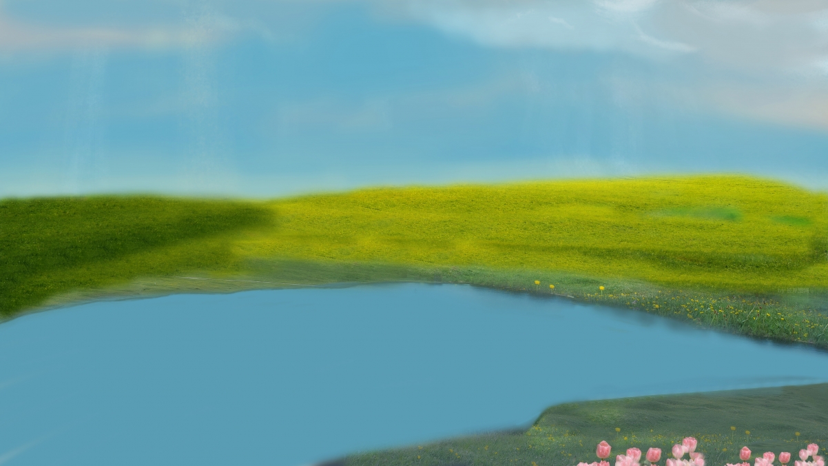 绝美草原风光，绿野鲜花映碧水，超高清4K壁纸，3840x2160下载享自然之美