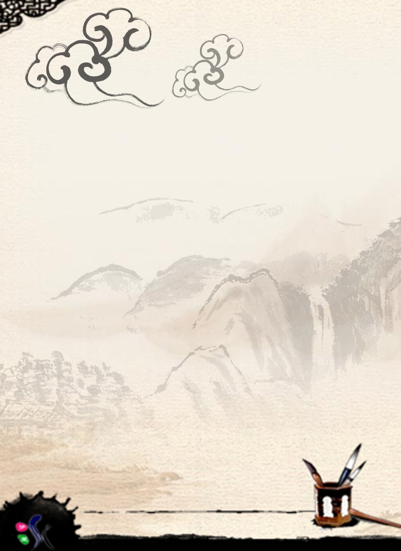 中国风水墨画古风广告图片，高清JPG与复古PSD素材下载
