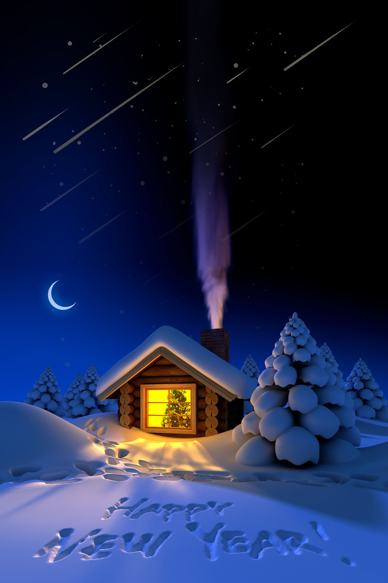 唯美星星月亮雪景平安夜海报背景，高清JPG素材，另类图片设计资源下载
