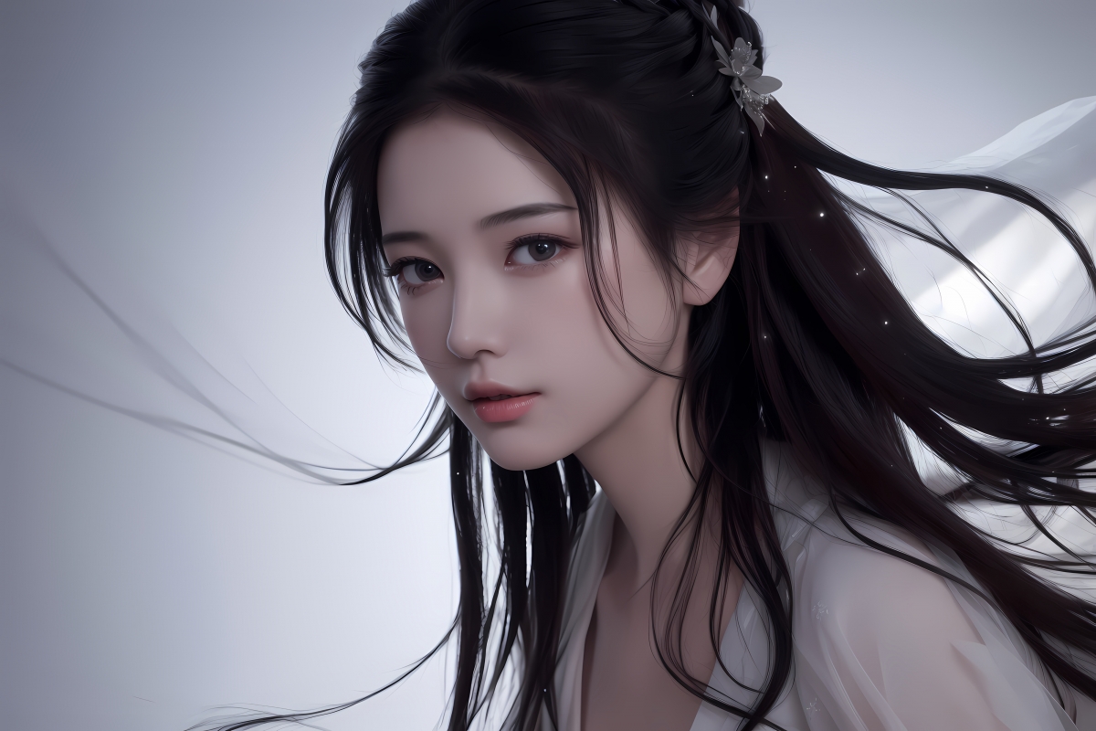 绝美古风长发白衣女神，超清4K动漫壁纸，4000x2667高清下载