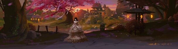 彩绘天空PNG背景，高清渲染，卡通手绘风格，免费下载