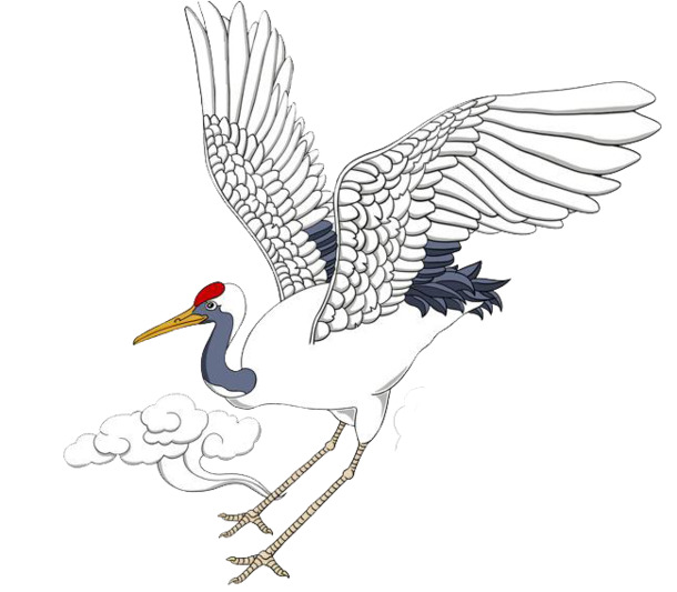 国潮仙鹤祥云图案，高清PNG透明素材，动植物元素动物PSD设计下载