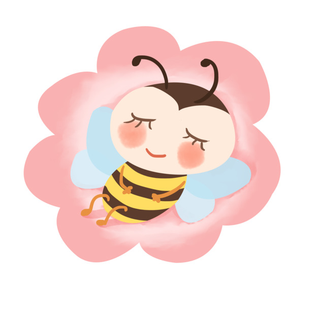 花朵上小憩的小蜜蜂PNG透明图片，漂浮元素及设计素材下载