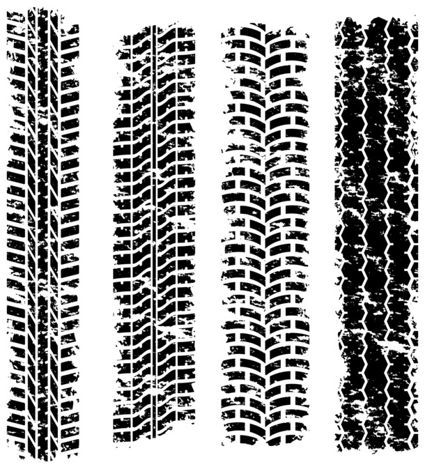 轮胎印记矢量PNG，高清透明装饰元素，笔触墨迹设计素材下载