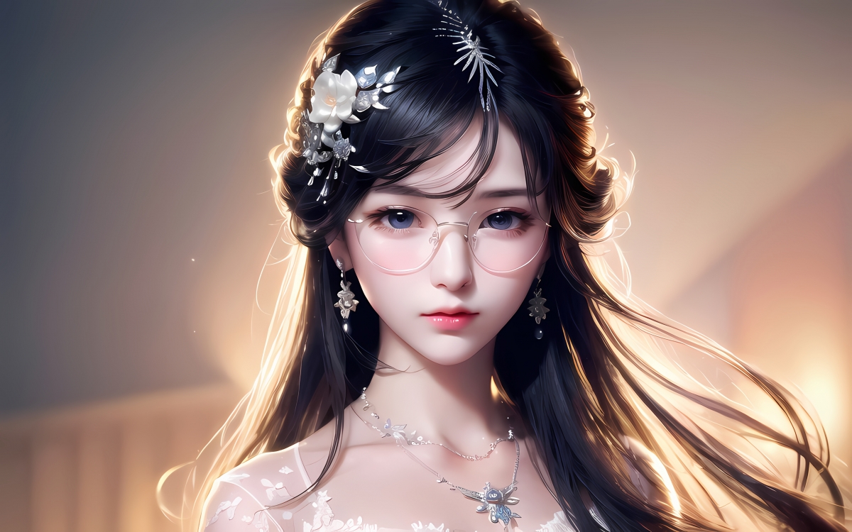 美女长发配饰大赏，头饰眼镜耳环项链，精选4K动漫壁纸，高清4096x2560下载