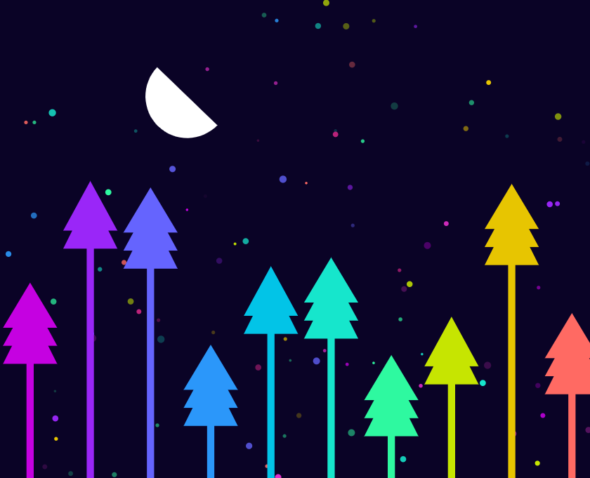 html动画效果代码，svg+gsap动漫森林背景素材