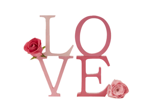玫瑰Love字体PNG透明图片，高清免扣元素，设计素材下载
