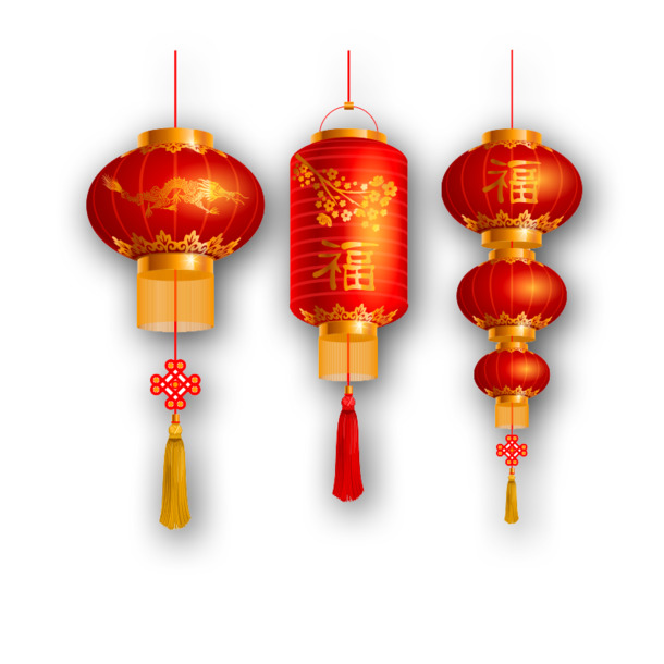 元宵节灯笼PNG透明图，高清节日元素，春节元宵图片素材下载