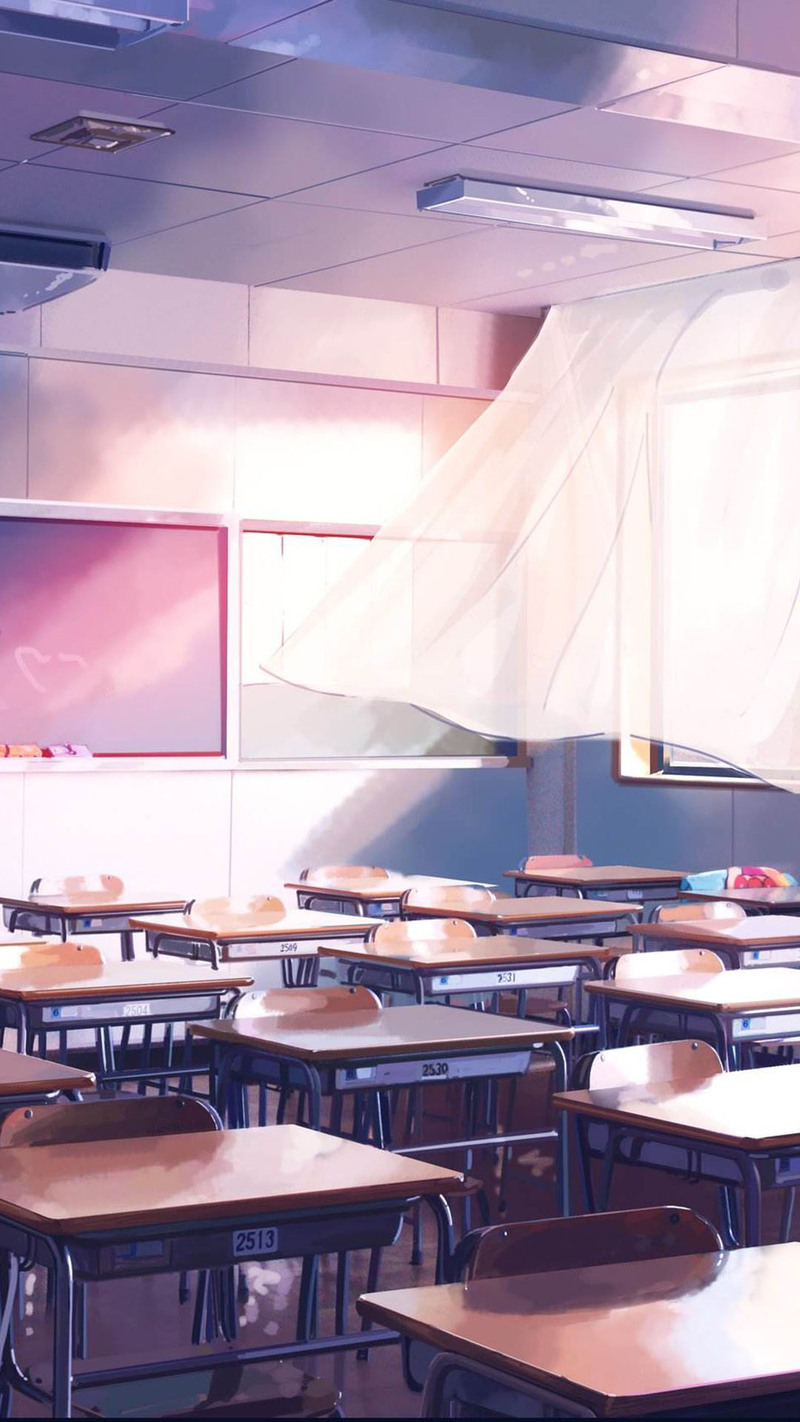 手绘唯美教室H5背景，高清JPG素材，另类创意图片设计，免费下载