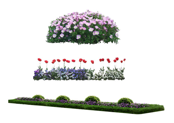 花坛PNG透明图片，高清植物装饰元素，设计素材免费下载