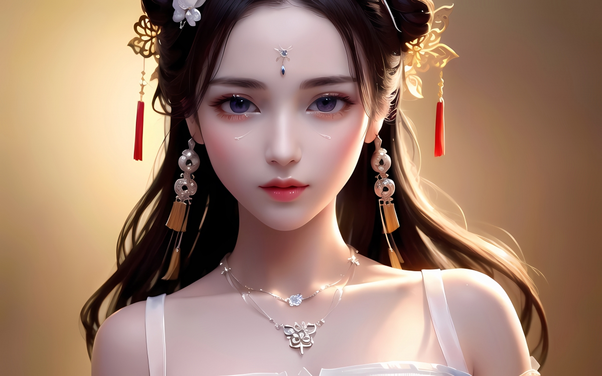 公主美女长发饰品，AI绘画头饰精选，高清4K动漫壁纸下载