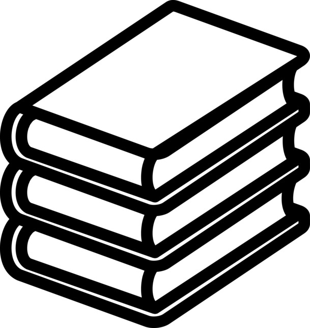矢量黑色重叠书籍PNG透明免抠图标，高清设计素材下载