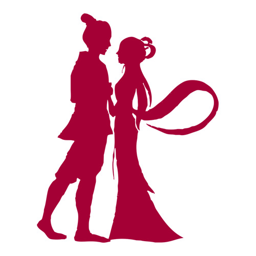 七夕牛郎织女相会，高清PNG透明节日元素，情人节设计素材下载