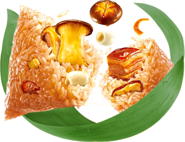 香菇粽子高清PNG透明图，香浓美味，端午佳节必备设计素材